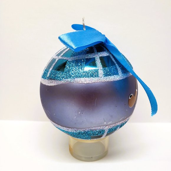 Let it Snow Best Dad Christmas Ornament Blue Glitter Pipe Bow 3.5" 2017 Walgreen - Picture 3 of 7